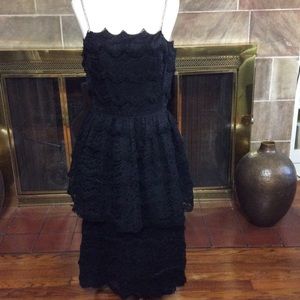 Vintage Lace Dress Rhinestone Straps